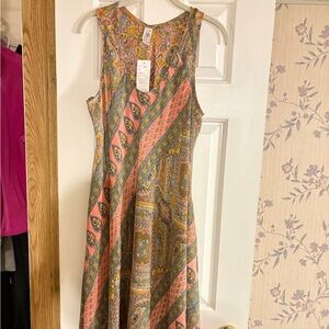 India Boutique Coral Multi Paisley Midi Dress